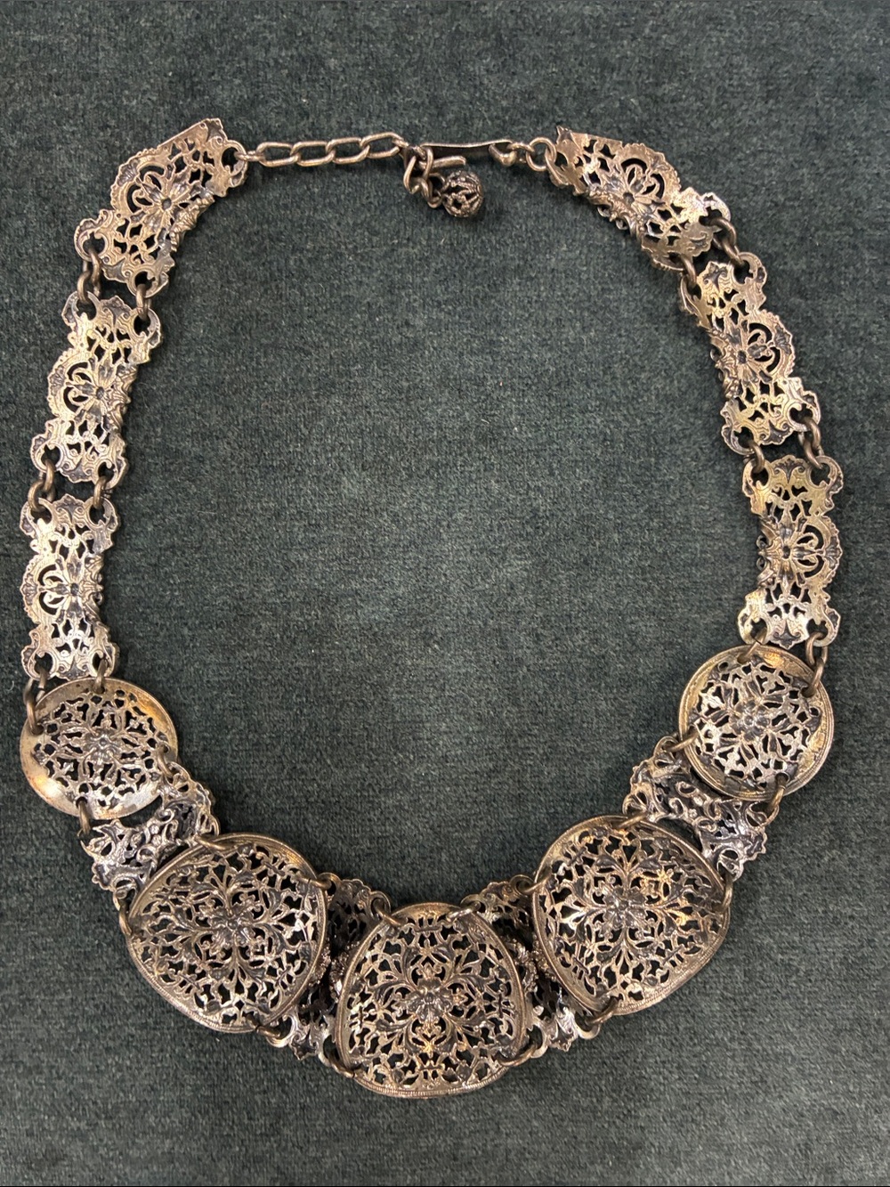 Napier silver-tone filigree bib necklace - Picture 4 of 5